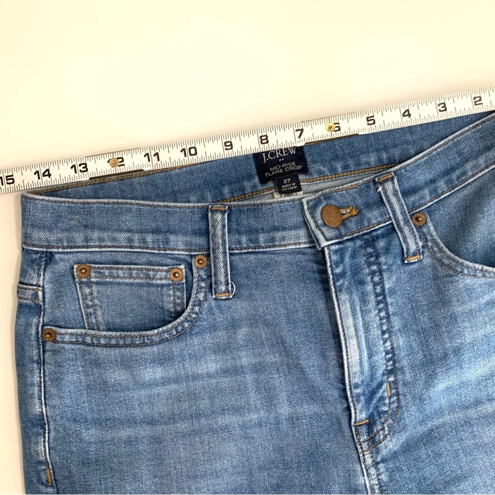 J Crew Mid-rise Flare Crop Jean In All-Day Stretch Size 27